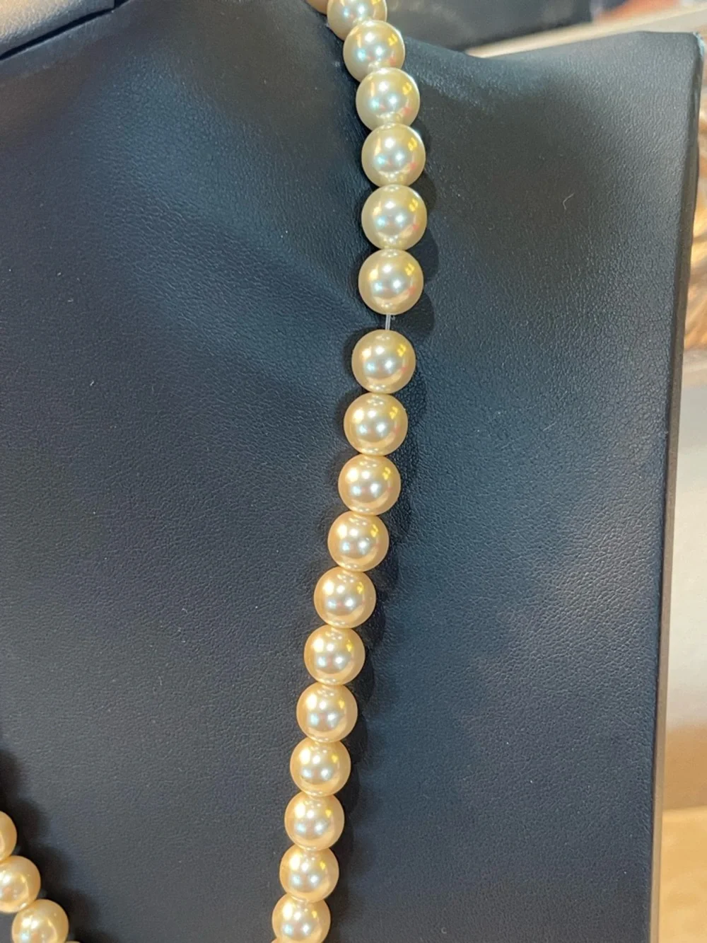 Premier Designs Cream Pearl Necklace with Gold Filigree Cross Pendant